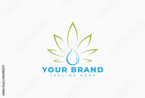Water Drop and Leaf Logo Design Template
