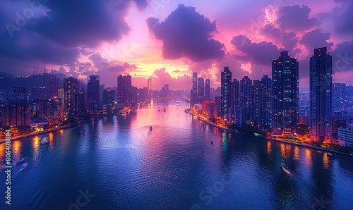 A stunning cityscape with a river flowing through it