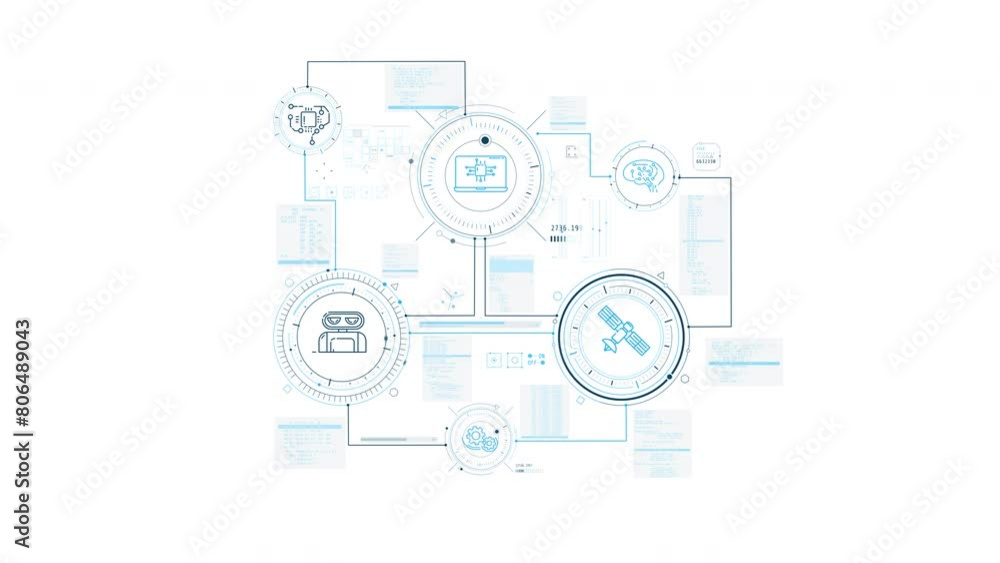 Infographics of AI work in animated diagram. Infographics of AI work in animated diagram.