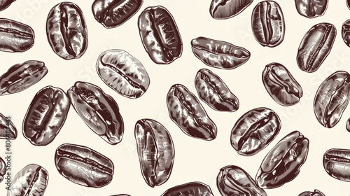 Wallpaper Mural coffee bean drawing generative ai Torontodigital.ca