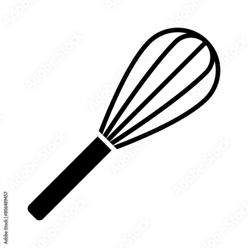 Stainless steel whisk glyph solid icon isolated on white background