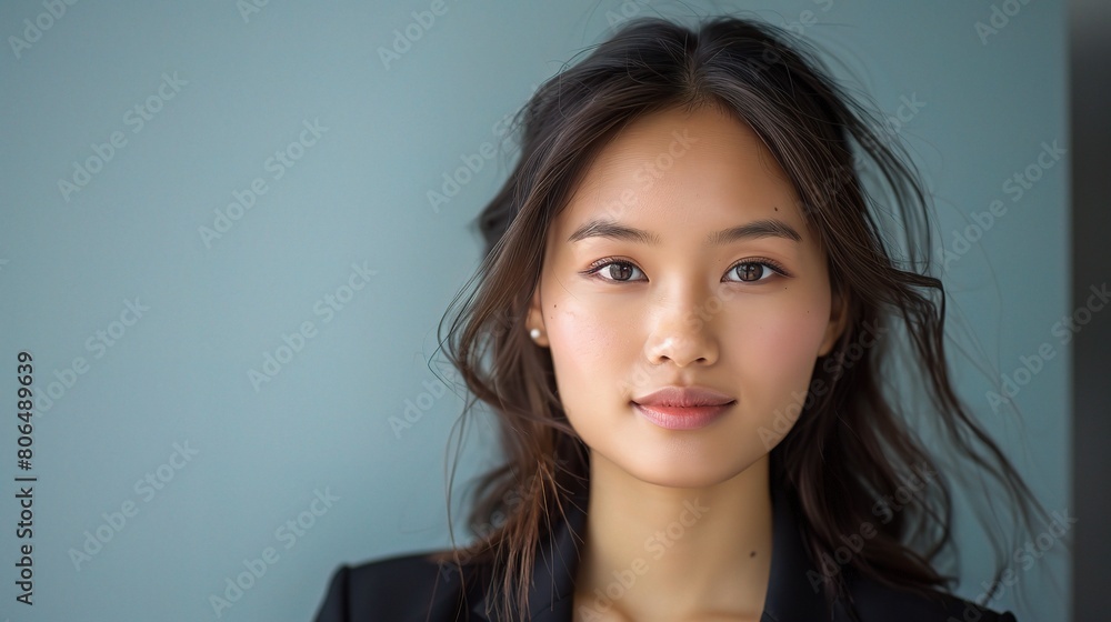 An Asian individual showcasing their unique sense of style in business casual attire An Asian individual showcasing their unique sense of style in business casual attire