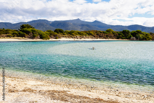 Henderson Lagoon with its almost transparent waters is a major bird sanctuary - Falmouth, Tasmania, Australia