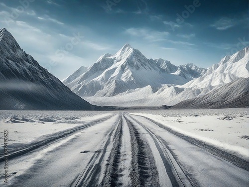 Wallpaper Mural snowy mountain road Torontodigital.ca