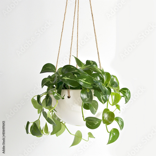 hanging planter plant pot white background AI Generate 