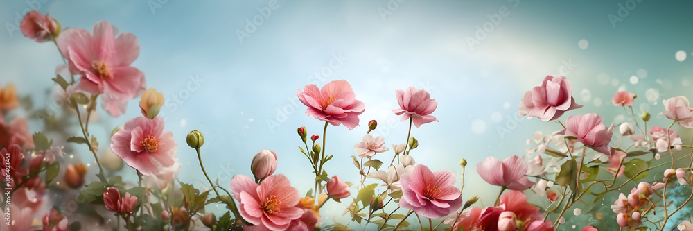 A colorful flower bouquet with pink, yellow, and white flowers. for banner design.