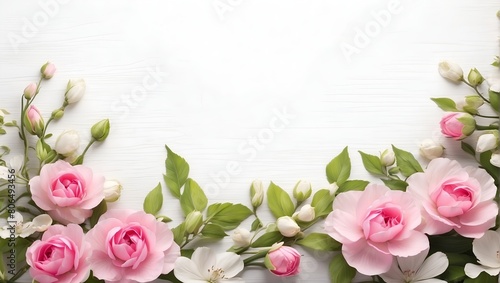 A beautiful bouquet of flowers with a white background. The flowers are pink and white  and they are arranged in a way that creates. for banner design.