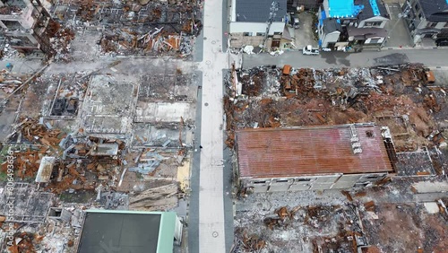 Aerial view of a town destroyed by fire caused by an earthquake that occurred on the Noto Peninsula, Ishikawa Prefecture, Japan on January 1, 2024 part8 photo