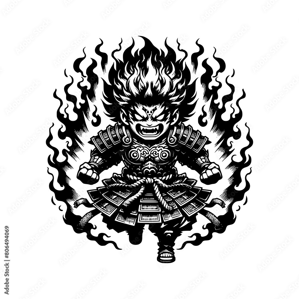 demon spirit asura with full armored furious angry vector illustration