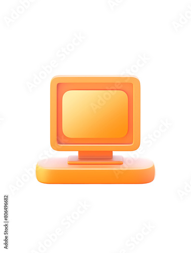 some video display 3d icon, orange and gold color, cartoon style, clay material, lovely, softly smooth, flat illustration, clean plain background, the best quailty, upright view, 3d rendering, hd