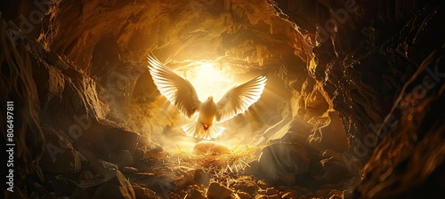 The angel of light brings hope and salvation to the world. photo