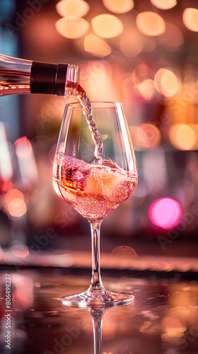 Rose wine being poured into a glass