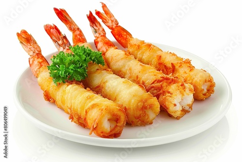 Deep-fried shrimp rolls, isolated on white