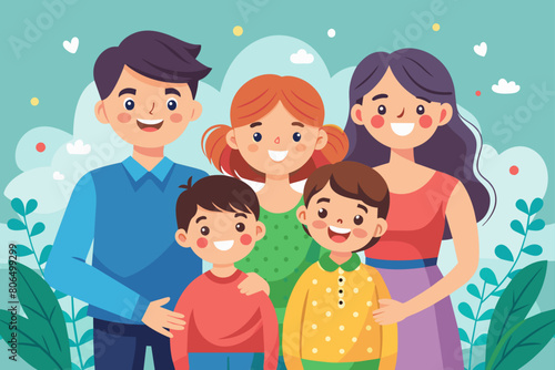 Familia feliz. Concepto de felicidad. Niños contentos. Padres responsables.