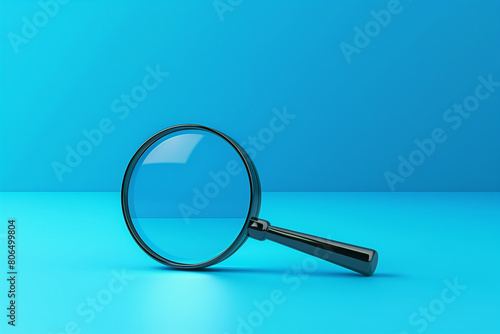 Magnifying Glass on Vibrant Blue Background photo