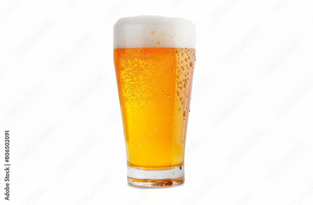 Glass of Cold Beer with Foam. Mockup Isolated on White Background Glass of Cold Beer with Foam. Mockup Isolated on White Background