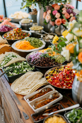 Colorful Taco Bar Setup Display