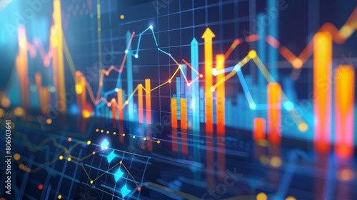 Financial growth chart for stock market investment trading. Closeup stock market data chart visualization.	