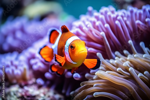 fish in anemone underwater background