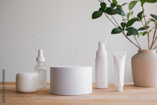 Beauty skincare container for cosmetic banner and background.