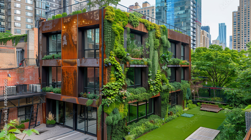 Obraz premium Urban Building with Green Living Walls