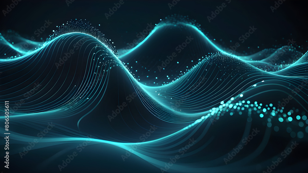 Abstract digital wave of particles. Futuristic point wave. Technology background vector. Vector illustration.png, Abstract digital wave of particles. Futuristic point wave. Technology background vecto