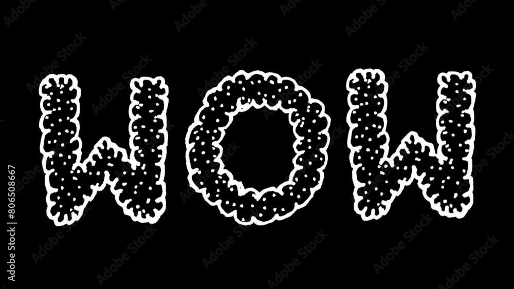 White wiggly hand drawn WOW word doodle animation White wiggly hand drawn WOW word doodle animation