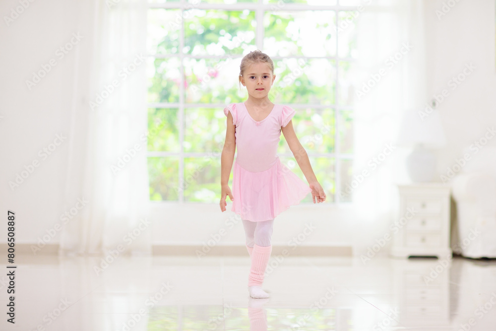 Baby ballet. Little ballerina girl in dance class.