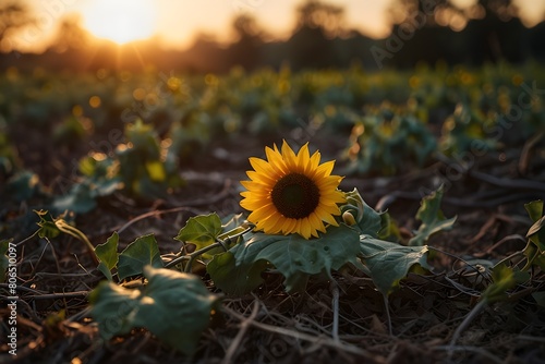 sunflower field in the morning