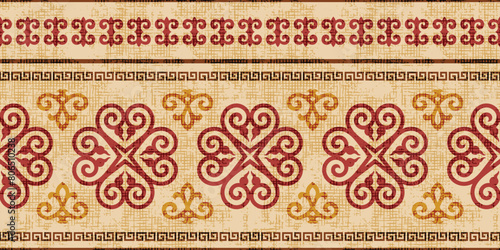 Ethnic background on the theme of Mongolian national ornament, seamless pattern, vector design