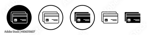 Payment Icon Set. Financial transaction vector symbol. Modern banking card sign. Secure purchase pictogram. photo