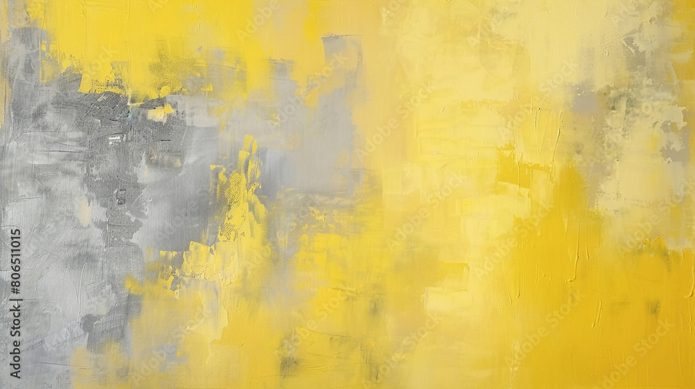 Sophisticated grey and yellow abstract with layered textures for galleries.