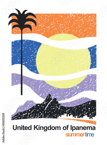 Vector illustration of stylized tropical landscape. Art for prints on t-shirts, posters, etc...
