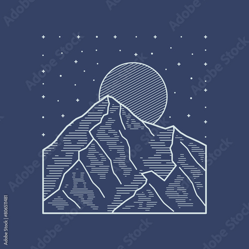 K2 Mountain second highest mountain in the world in mono line vector art © fiqqiFaqiih