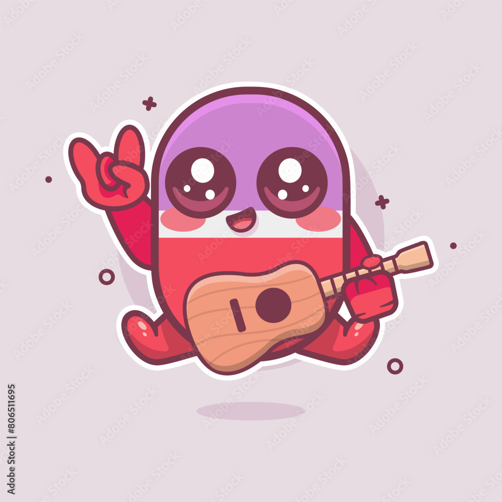 Obraz premium cool capsule medicine character mascot playing guitar isolated cartoon