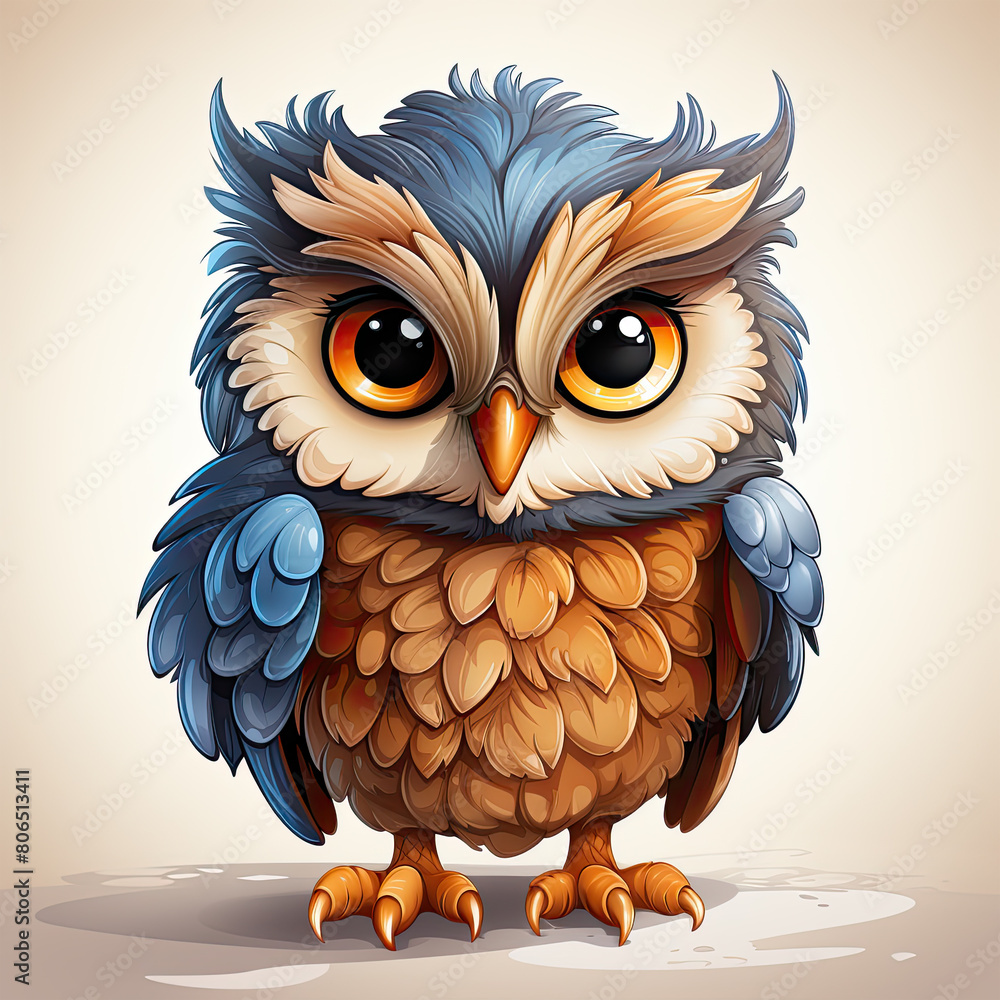 Fototapeta premium Watercolor Thorin owl, clipart Illustration, Generative Ai