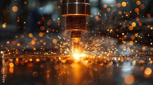 Detailed shot of sparks flying from a welding torch in a dark industrial environment, highlighting the intensity of metalwork.