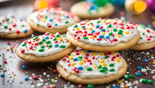 frosted sugar cookies with sprinkles on top