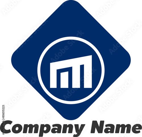 Tilt round corner square with letter m Abstract Corporate Business Logo vector for company design.