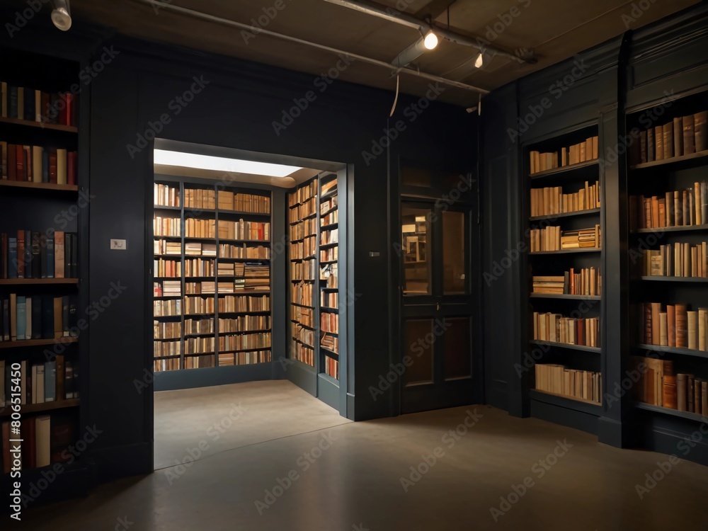 a hidden underground bookstore, accessible only through a secret passage hidden beneath an ordinary storefront