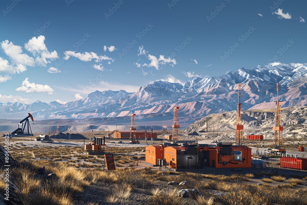 Panoramic view of an early production facility on a remote oil field Panoramic view of an early production facility on a remote oil field