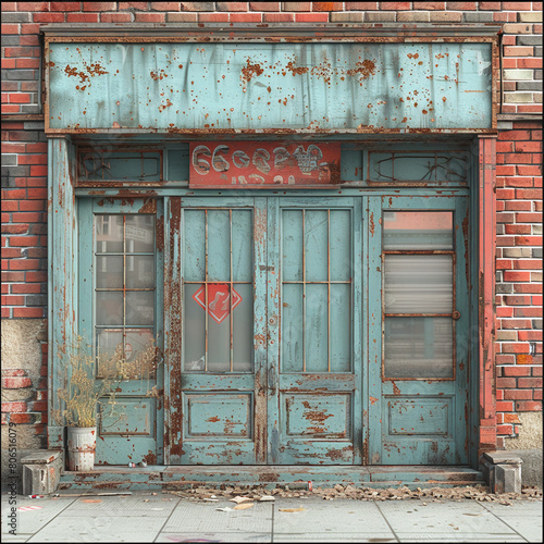 game texture sheet, front view, orthographic, new york store fronts, facades, boarded windows, broken windows, graffiti, realistic --ar 1:1 --stylize 750