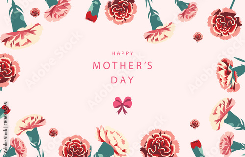 flower banner with carnation decoration.vector illustation for horizontal website,postcard design