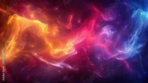 Abstract multicolored swirls and curves  colorful galaxy or nebula