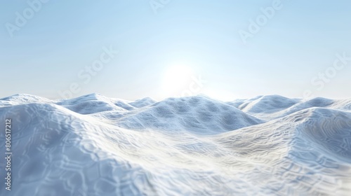 Detailed view of a hot desert mirage showing an image of a cold, snowy landscape