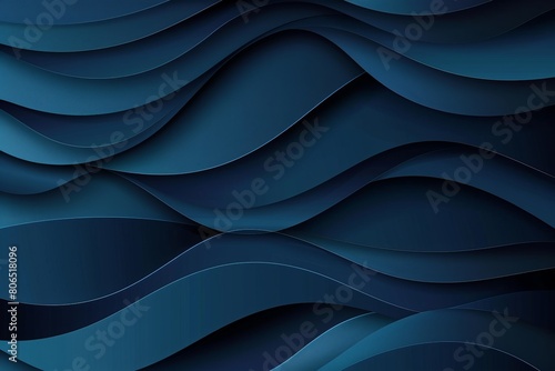 Dark peacock blue paper waves abstract banner design. Elegant wavy vector background
