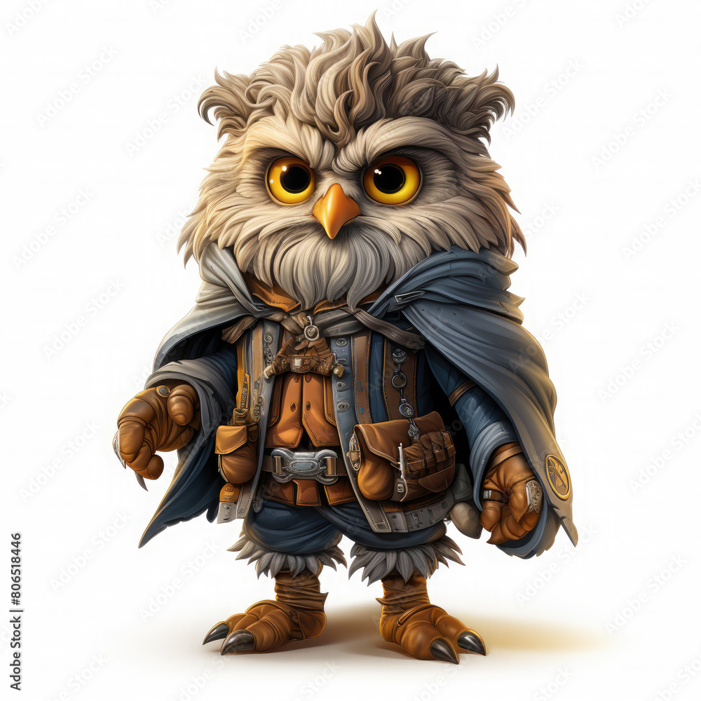 Fototapeta premium Watercolor Thorin owl, clipart Illustration, Generative Ai