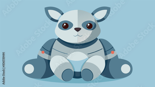 A soft plush robotic pet designed to provide comfort and companionship to individuals suffering from anxiety or depression.. Vector illustration