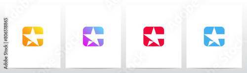 Star Negative Space Letter Initial Logo Design C