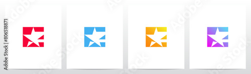 Star Negative Space Letter Initial Logo Design E